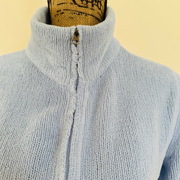 J. Jill Womens Powder Blue Chenille Full Zip Cozy Soft Sweater Jacket Size Small - Picture 3 of 10